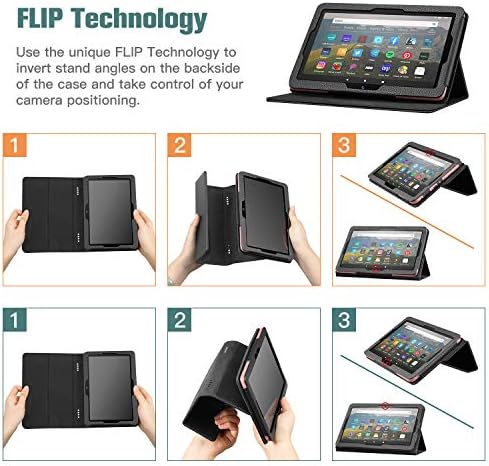מארז פינטי עבור Allesh Fire HD 8 ו- Fire HD 8 Plus Tablet-[Flex Stand] מכסה פוליו רב-זווית של Flex Premium Premium עם שינה אוטומטית, שחור